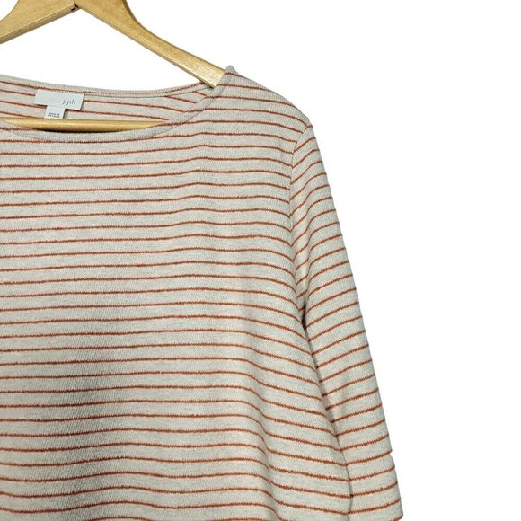 J. Jill Women's Striped Terry Style Light Weight Cream & Orange Sweater Size XL - Picture 4 of 12